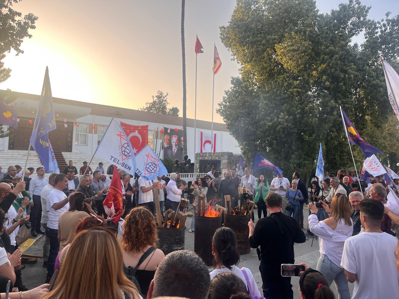 image Fire protests against north hijab law return to Nicosia