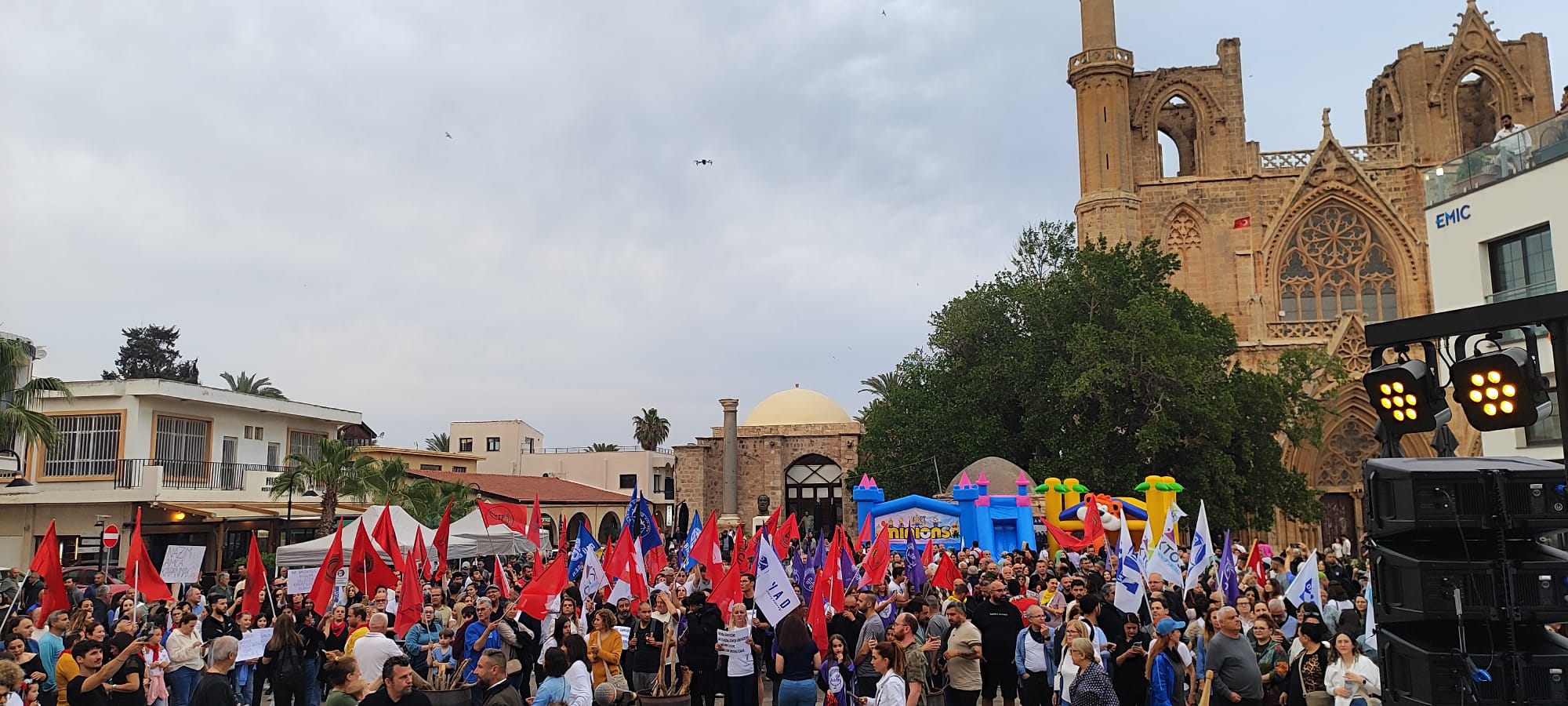 image Fires lit in Famagusta in protest against north hijab law